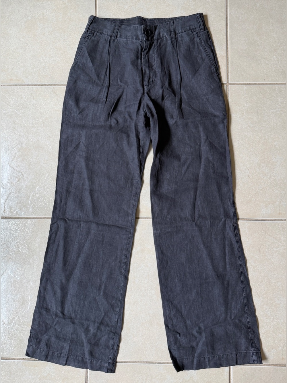 James Perse Pleated Linen Wide Leg Pants Graphite Gray Size 1 Small $295